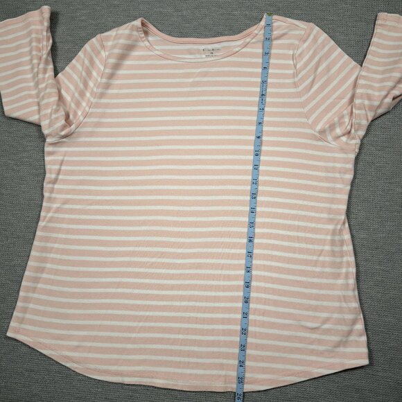 Studio Works Womens Top Pink White Striped 3/4 Sleeve Cotton Tee Size XL - Picture 11 of 14